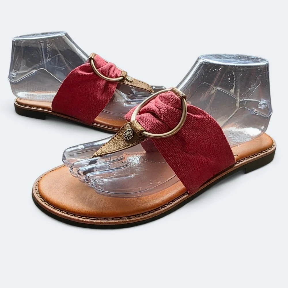 Yellow Box Pink Sandals Size 8 Fabric Thong Flats - Picture 2 of 16